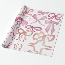 Vattenfärgscoquette Rosa Bow Girls Baby Shower Presentpapper