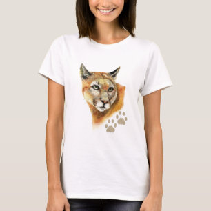 VattenfärgsCougar Puma, Mountain Lejon, Animal T Shirt
