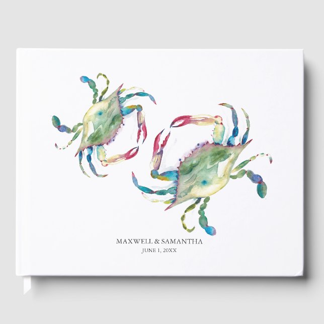 VattenfärgsCrab Bröllop Guest Bok (Framsida)