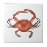 VattenfärgsCrab - Röd Kakelplatta<br><div class="desc">"Watercolor Crab" av Emma Scarvey. Har en röd vattenfärgskrabba på vit bakgrund.</div>