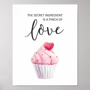 Vattenfärgscupkaka Rosa Typography Quote Kitchen Poster