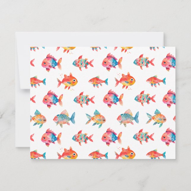 Vattenfärgscute Fish Personalize Stationery Anteckningskort (Baksida)