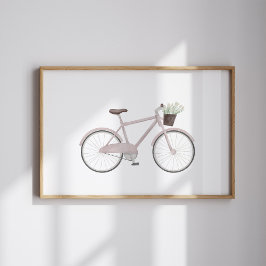 Vattenfärgscykel för rosa av vintage med poster bl