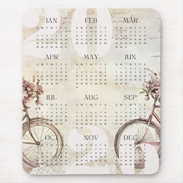 Vattenfärgscykelns Blommigt Färg Årskalender 2026 Musmatta (Framsidan)