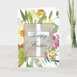 Vattenfärgsdaffodils anpassningsbar Påsk Helgdag-k Helgkort
