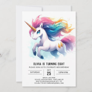Vattenfärgsdag Anpassningsbar Horse Birthday Inbjudningar