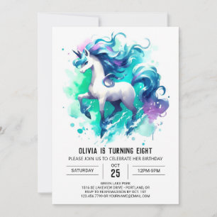 Vattenfärgsdag Online Horse Birthday Inbjudningar