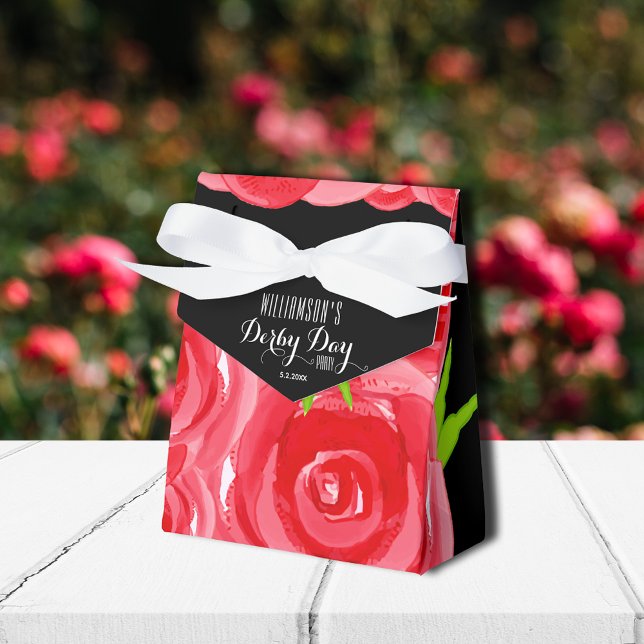 Vattenfärgsdag Ro Blommigt Derby Day Presentaskar (Tent style ribbon closure favor boxes 3"w x 1.5"l x 3.25"h)