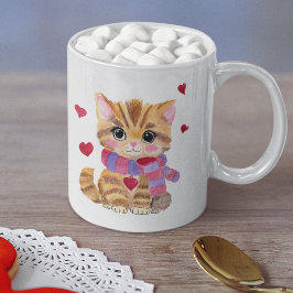 Vattenfärgsdagen Alla hjärtans dag Kattunge Kaffemugg