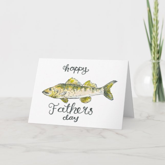 Vattenfärgsdagskort för Far Tack Kort (Framsida)