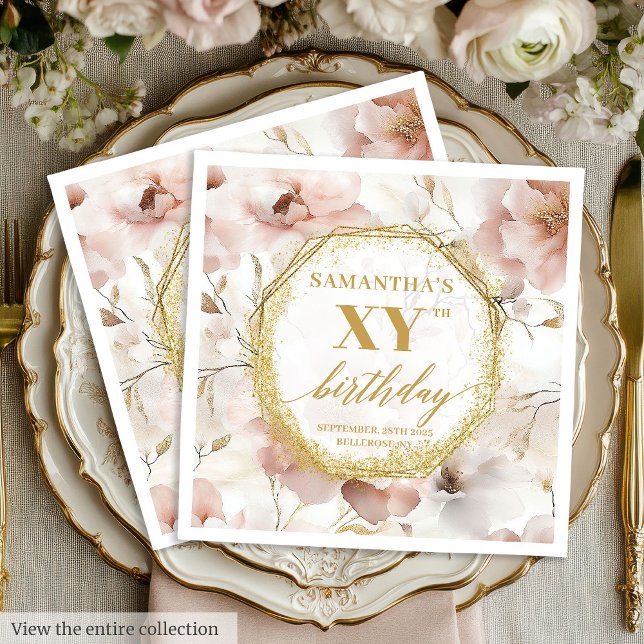 Vattenfärgsdamm Dusty Rosa 70 Birthday Napkins Anp Pappersservett (Watercolor Dusty Pink 70 Birthday Napkins Custom)