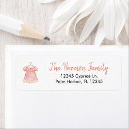 Vattenfärgsdamm för Rosa Returadress Etikett