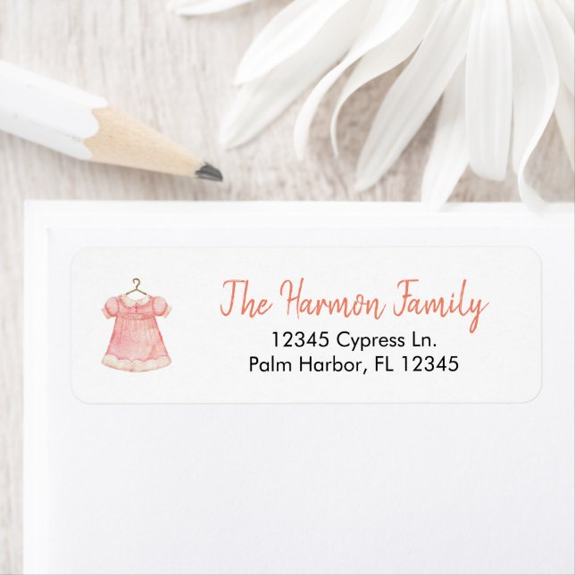 Vattenfärgsdamm för Rosa Returadress Etikett (Insitu)