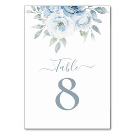 vattenfärgsdamm i blåa blommor bordsnummer