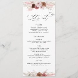 vattenfärgsdamm rosa blommigt bröllop meny