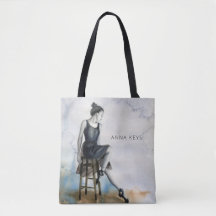 Vattenfärgsdansare Tote ballet ballerina