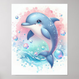 Vattenfärgsdelfin Poster
