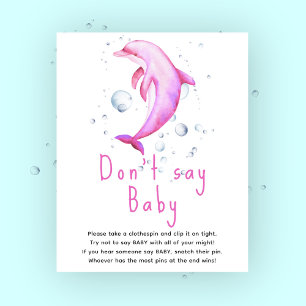 Vattenfärgsdelfin rosa - säg inte baby poster