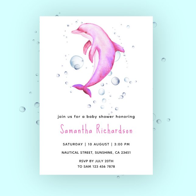 Vattenfärgsdelfin under Sea Baby Shower Inbjudningar (Skapare uppladdad)