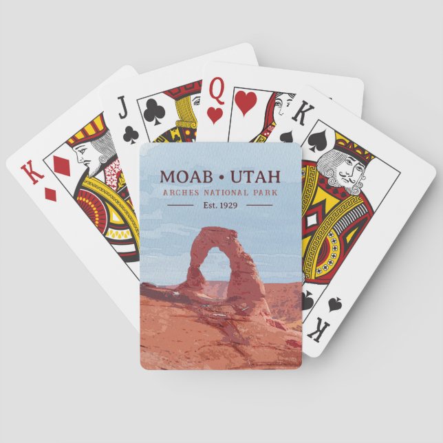 Vattenfärgsdelikat Arch Moab Utah nationalpark Casinokort (Baksidan)