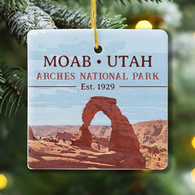 Vattenfärgsdelikat Arch Moab Utah nationalpark Julgransprydnad Keramik (Skapare uppladdad)