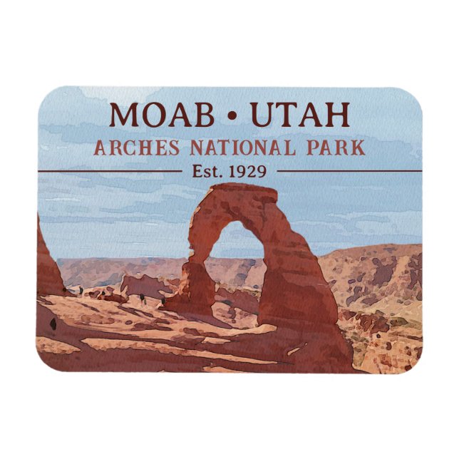 Vattenfärgsdelikat Arch Moab Utah nationalpark Magnet (Horisontell)