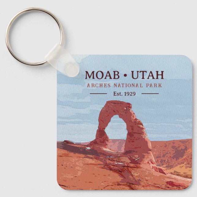 Vattenfärgsdelikat Arch Moab Utah nationalpark Nyckelring (Framsida)