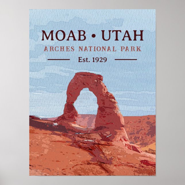 Vattenfärgsdelikat Arch Moab Utah nationalpark Poster (Framsidan)