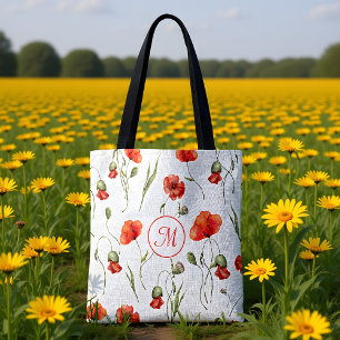 Vattenfärgsdelikat Vild-poppies Tygkasse