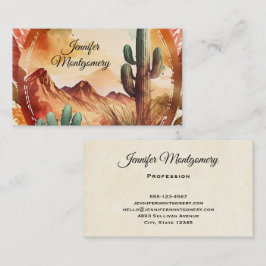 VattenfärgsDesert Cactus och Mountains Visitkort