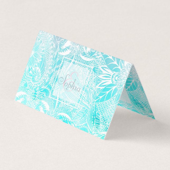 Vattenfärgsdesign för den vita blommigten stollig visitkort (Framsida)