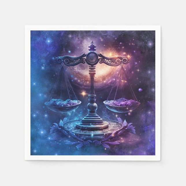 Vattenfärgsdesign för Libra Zodiac-tecken Pappersservett (Framsidan)