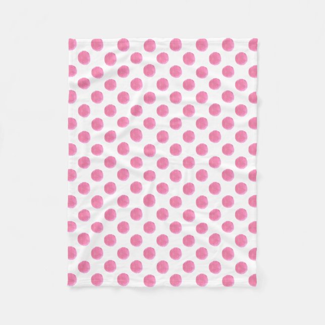 vattenfärgsdesign för rosa polka dots doft fleecefilt (Framsidan)