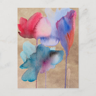 Vattenfärgsdesign i blåa blommor modern blommigt vykort