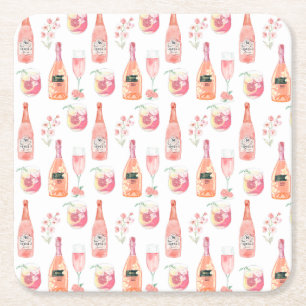 Vattenfärgsdesign och Ro Vin-Blommigt. Underlägg Papper Kvadrat