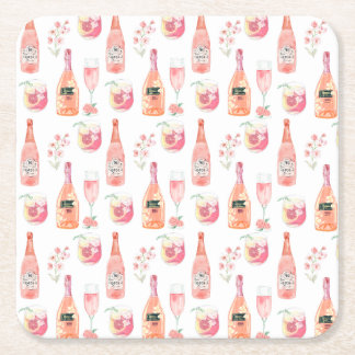 Vattenfärgsdesign och Ro Vin-Blommigt. Underlägg Papper Kvadrat