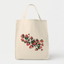 Vattenfärgsdesign Tote Bag, Berry Cute