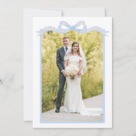 Vattenfärgsdesigner Blue Monogram julfoto Julkort