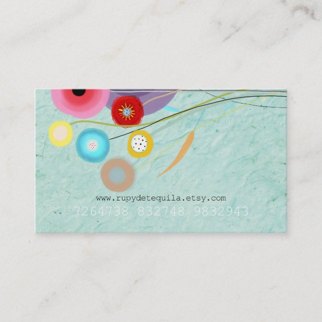 Vattenfärgsdesigner för Blommigt Visitkort (Framsida)