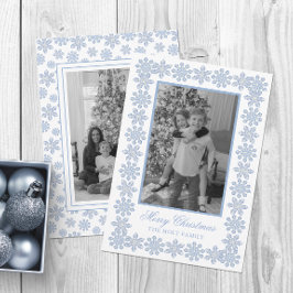 Vattenfärgsdesignern Blue Snöflingor jul Julkort