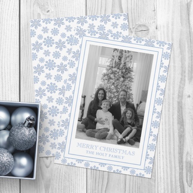 Vattenfärgsdesignern Blue Snöflingor jul Julkort (Skapare uppladdad)