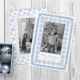 Vattenfärgsdesignern Blue Snöflingor jul Julkort