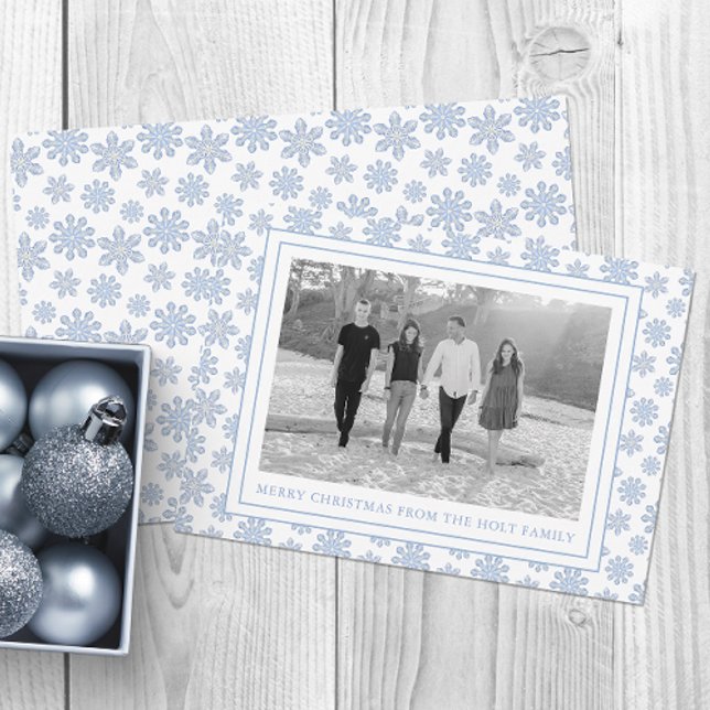 Vattenfärgsdesignern Blue Snöflingor jul Julkort (Skapare uppladdad)