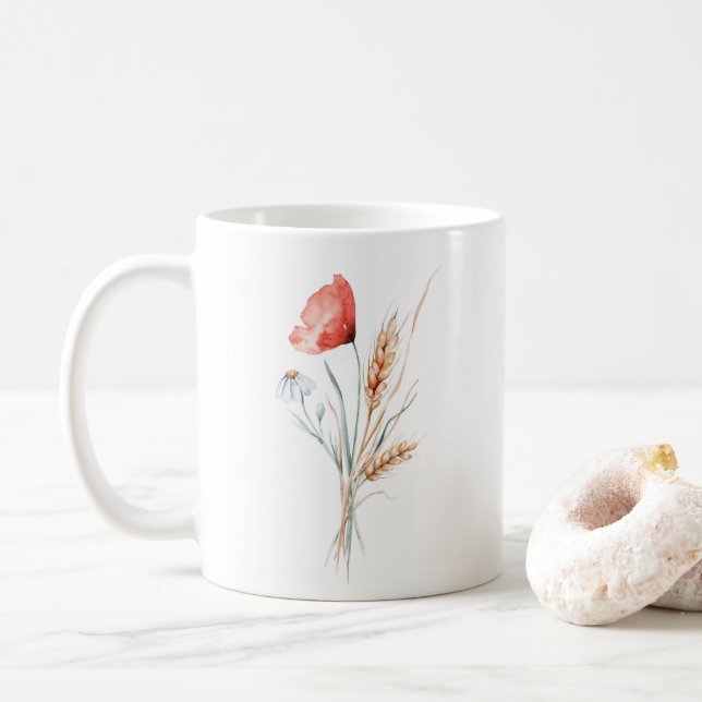 Vattenfärgsdiskett och Vild Flowers Kaffemugg (Med munk)