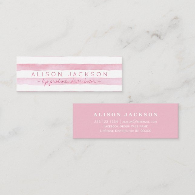 Vattenfärgsdistributör av  rosa rand-läppstift mini visitkort (Fram/baksida)