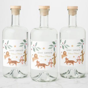 Vattenfärgsdjur Babydusch Spritflaskor Etikett