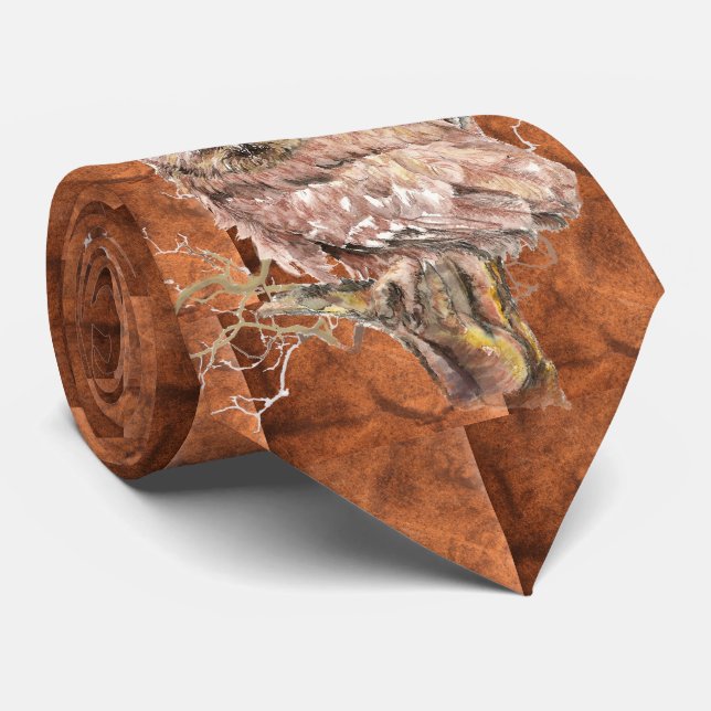 Vattenfärgsdjur Cute Uggla Bird Mönster Slips (Rullad)