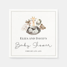 Vattenfärgsdjur Faux Modern Guld Baby Shower Pappersservett