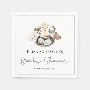Vattenfärgsdjur Faux Modern Guld Baby Shower Pappersservett