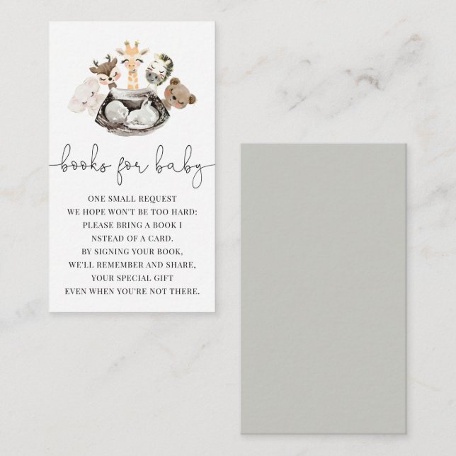 Vattenfärgsdjur Faux Modern Guld Bokar för Baby Tilläggskort (Fram/baksida)